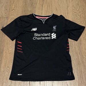 New Balance Liverpool 2016/17 Black Football Jersey Soccer Shirt Size 6/7